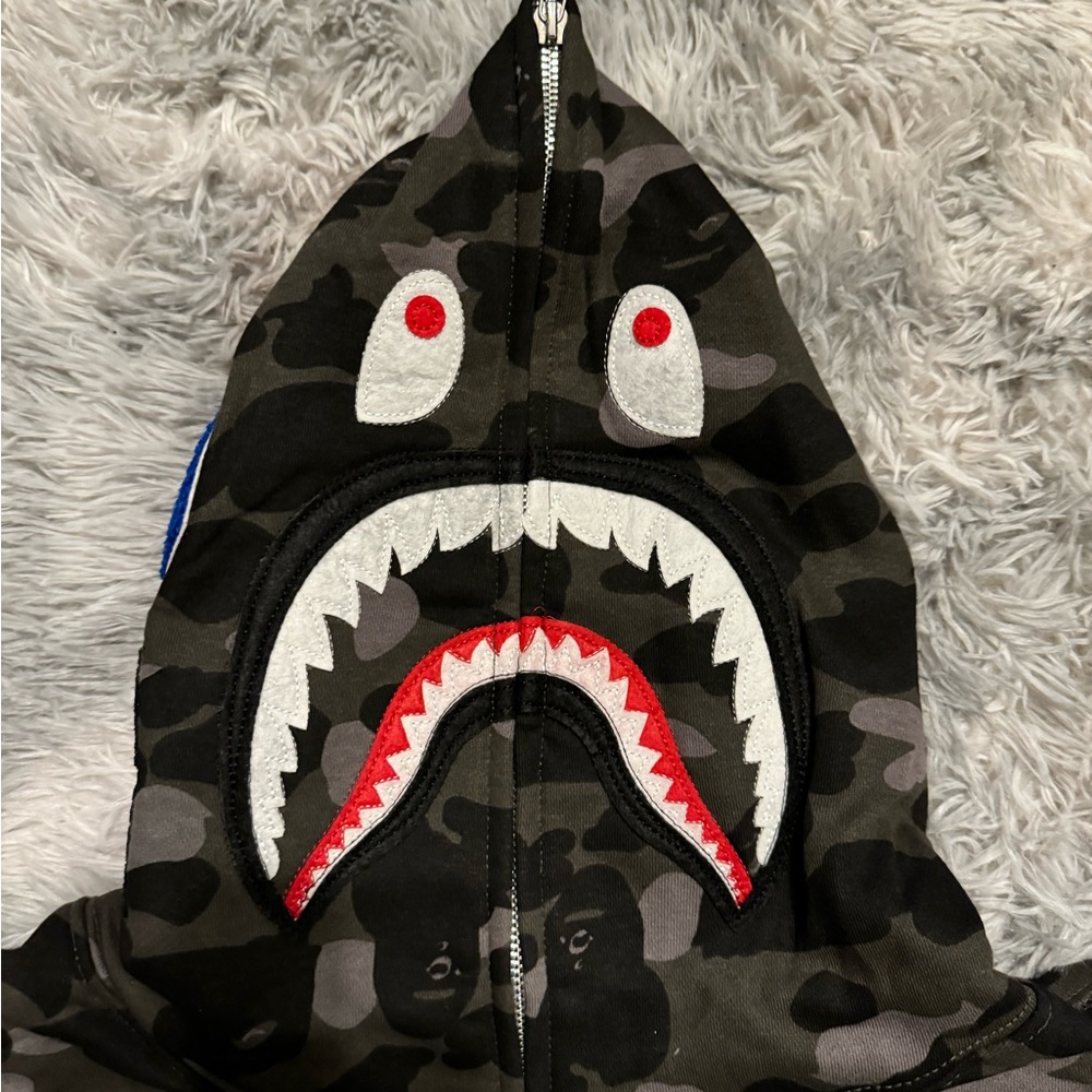 BAPE Color Camo Shark Gray Full Zip Hoodie Mens Size Large - Picture 2 of 6